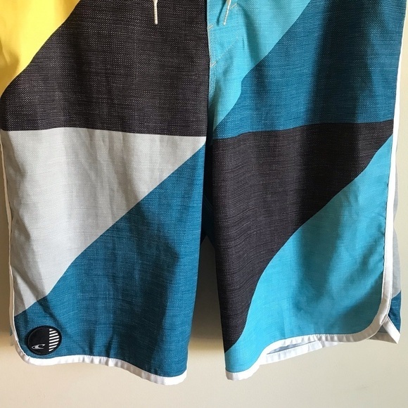 O’Neill Hybrid Board Swim Shorts Blue Yellow White Size 34 - Picture 4 of 10